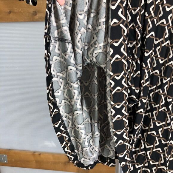 BANANA REPUBLIC Silk Blend Faux Wrap 3/4 Slve Chain Link Fit & Flare Dress SzS - Picture 5 of 8